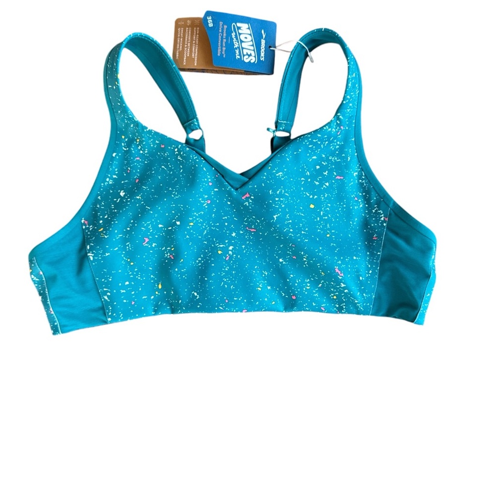 Brooks Run Bra - Drive Convertible - Multiple Sizes - Lagoon Speckle Print NWT